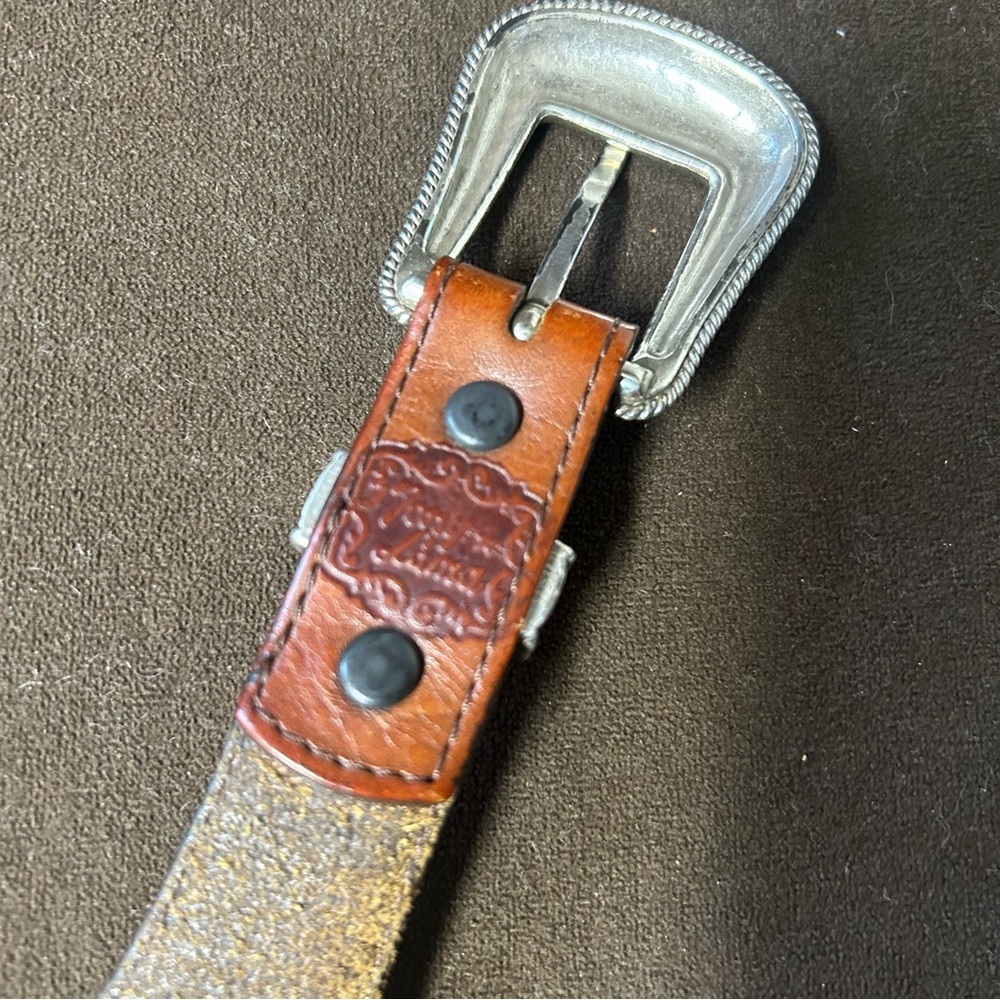 Tony Lama vintage genuine leather belt with braided center silver buckle 36 - Picture 9 of 13
